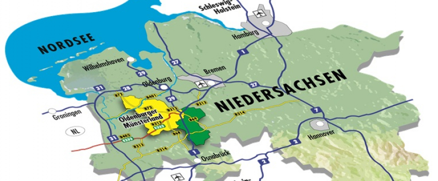 Karte von der Reiseregion Oldenburger Münsterland